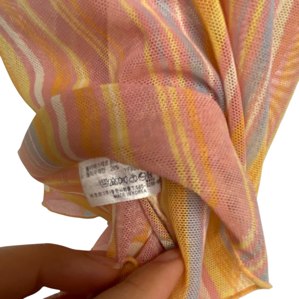 Sheer cute Pink and Yellow Floral striped dress - Picture 6 of 8